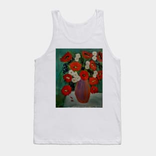 lovely red poppies and daisy's in metallic vase Tank Top